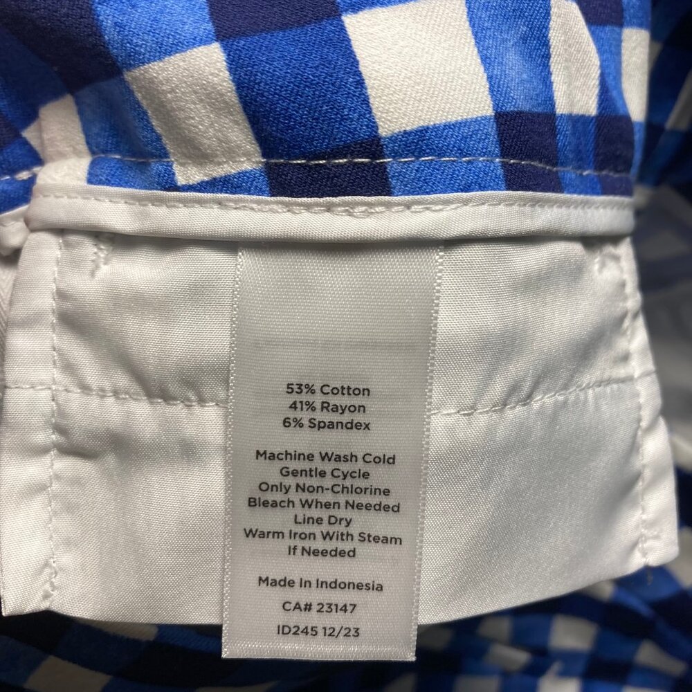 Talbots Chatham Slim Ankle Pants, Blue and White Cotton Gingham Pockets, size 2 - Picture 10 of 10